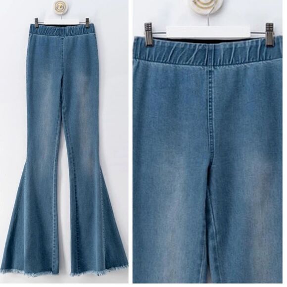 “THE GLORIA” Vintage Vibin’ Frayed Hem Pull On Bells - Picture 11 of 16